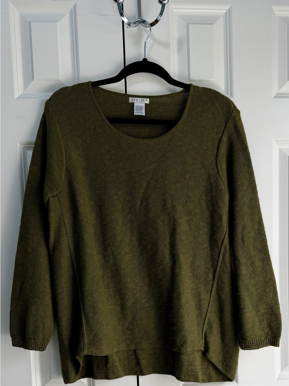 Avalin Olive Scoop Neck Knit Sweater